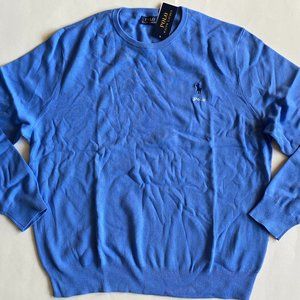 Polo Ralph Lauren "Polo" Pony Logo Soft Cotton Crewneck Pullover Sweater Blue